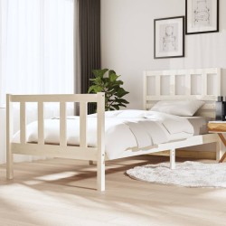 vidaXL Estructura de cama madera maciza blanco 90x200 cm
