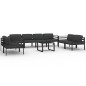vidaXL Set muebles de jardín 9 pzas y cojines aluminio gris antracita vidaXL Set muebles de jardín 9 pzas y cojines aluminio gris antracita