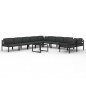 vidaXL Set muebles de jardín 11 pzas y cojines aluminio gris antracita vidaXL Set muebles de jardín 11 pzas y cojines aluminio gris antracita