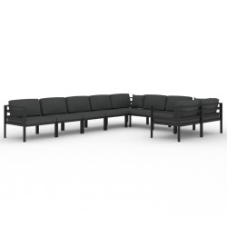 vidaXL Set muebles de jardín 9 pzas y cojines aluminio gris antracita