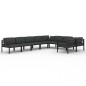vidaXL Set muebles de jardín 9 pzas y cojines aluminio gris antracita
