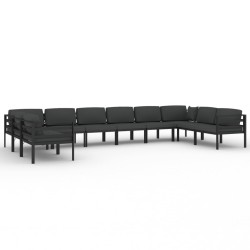 vidaXL Set muebles de jardín 10 pzas y cojines aluminio gris antracita