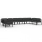 vidaXL Set muebles de jardín 10 pzas y cojines aluminio gris antracita vidaXL Set muebles de jardín 10 pzas y cojines aluminio gris antracita
