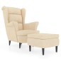 vidaXL Sillón orejero y taburete de terciopelo crema vidaXL Sillón orejero y taburete de terciopelo crema
