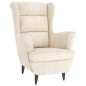 vidaXL Sillón orejero y taburete de terciopelo crema vidaXL Sillón orejero y taburete de terciopelo crema
