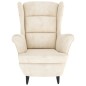 vidaXL Sillón orejero y taburete de terciopelo crema vidaXL Sillón orejero y taburete de terciopelo crema