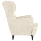 vidaXL Sillón orejero y taburete de terciopelo crema vidaXL Sillón orejero y taburete de terciopelo crema