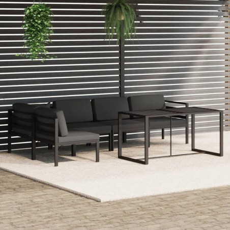 vidaXL Set muebles de jardín 6 pzas y cojines aluminio gris antracita