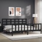 vidaXL Estructura de cama con cabecero madera maciza negro 200x200 cm