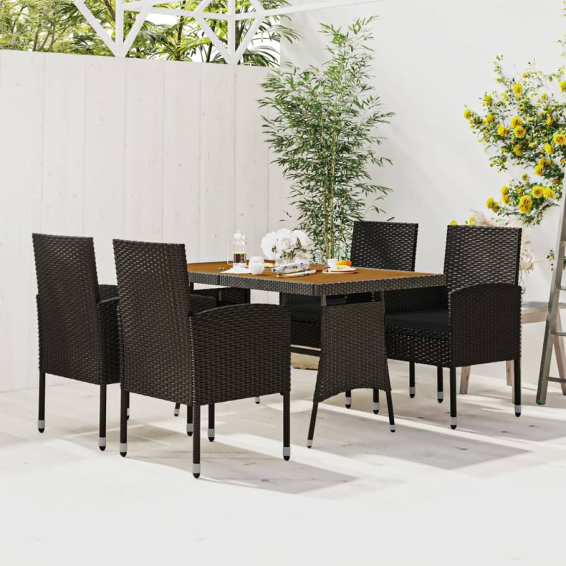 vidaXL Juego de comedor de jardín 5 piezas ratán sintético negro vidaXL Juego de comedor de jardín 5 piezas ratán sintético negro