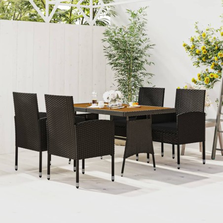 vidaXL Juego de comedor de jardín 5 piezas ratán sintético negro