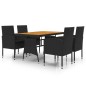vidaXL Juego de comedor de jardín 5 piezas ratán sintético negro vidaXL Juego de comedor de jardín 5 piezas ratán sintético negro