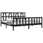 vidaXL Estructura cama de matrimonio con cabecero madera maciza negro