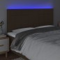 vidaXL Cabecero con luces LED tela marrón oscuro 180x5x118/128 cm vidaXL Cabecero con luces LED tela marrón oscuro 180x5x118/128 cm