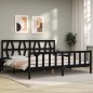 vidaXL Estructura cama de matrimonio con cabecero madera maciza negro