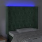 vidaXL Cabecero con LED de terciopelo verde oscuro 103x16x118/128 cm