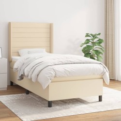 vidaXL Cama box spring con colchón tela color crema 100x200 cm