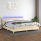 vidaXL Cama box spring con colchón y LED tela crema 200x200 cm vidaXL Cama box spring con colchón y LED tela crema 200x200 cm