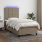 vidaXL Cama box spring colchón y luces LED tela gris taupe 90x190 cm vidaXL Cama box spring colchón y luces LED tela gris taupe 90x190 cm