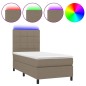 vidaXL Cama box spring colchón y luces LED tela gris taupe 90x190 cm vidaXL Cama box spring colchón y luces LED tela gris taupe 90x190 cm