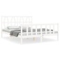 vidaXL Estructura de cama matrimonio con cabecero madera maciza blanco vidaXL Estructura de cama matrimonio con cabecero madera maciza blanco