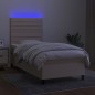 vidaXL Cama box spring colchón y luces LED tela crema 100x200 cm vidaXL Cama box spring colchón y luces LED tela crema 100x200 cm