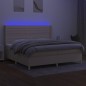 vidaXL Cama box spring colchón y luces LED tela crema 200x200 cm vidaXL Cama box spring colchón y luces LED tela crema 200x200 cm