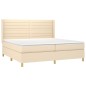 vidaXL Cama box spring colchón y luces LED tela crema 200x200 cm vidaXL Cama box spring colchón y luces LED tela crema 200x200 cm