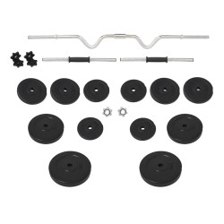 vidaXL Juego de barras y mancuernas con discos 60 kg