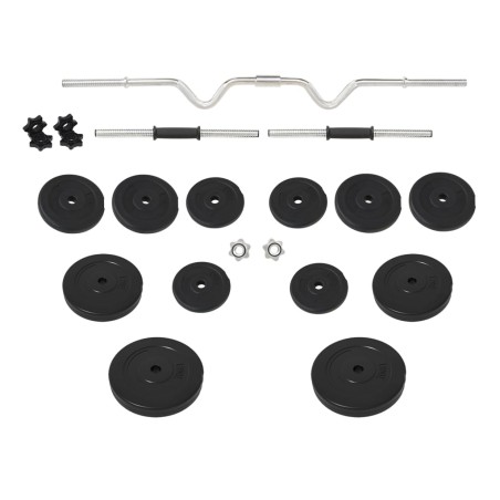 vidaXL Juego de barras y mancuernas con discos 60 kg