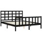 vidaXL Estructura cama de matrimonio con cabecero madera maciza negro vidaXL Estructura cama de matrimonio con cabecero madera maciza negro