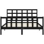 vidaXL Estructura cama de matrimonio con cabecero madera maciza negro vidaXL Estructura cama de matrimonio con cabecero madera maciza negro