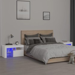 vidaXL Mesitas de noche con luces LED 2 uds blancas 70x36,5x40cm