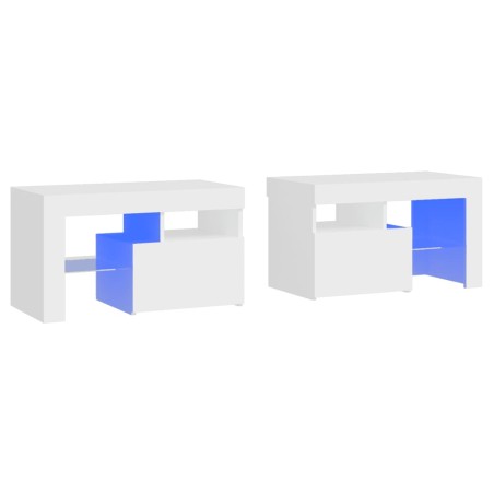 vidaXL Mesitas de noche con luces LED 2 uds blancas 70x36,5x40cm
