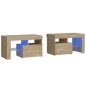 vidaXL Mesitas de noche con luces LED 2 uds roble Sonoma 70x36,5x40cm vidaXL Mesitas de noche con luces LED 2 uds roble Sonoma 70x36,5x40cm