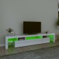 vidaXL Mueble de TV con luces LED blanco brillante 215x36,5x40 cm vidaXL Mueble de TV con luces LED blanco brillante 215x36,5x40 cm