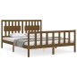 vidaXL Estructura de cama matrimonio con cabecero madera marrón miel vidaXL Estructura de cama matrimonio con cabecero madera marrón miel