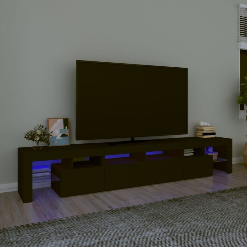 vidaXL Mueble de TV con luces LED Negro 230x36,5x40 cm vidaXL Mueble de TV con luces LED Negro 230x36,5x40 cm