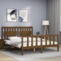 vidaXL Estructura de cama matrimonio con cabecero madera marrón miel vidaXL Estructura de cama matrimonio con cabecero madera marrón miel