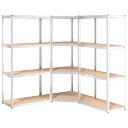 vidaXL Estantería 4 niveles 3 uds acero madera contrachapada plateado