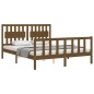 vidaXL Estructura de cama matrimonio con cabecero madera marrón miel vidaXL Estructura de cama matrimonio con cabecero madera marrón miel