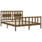 vidaXL Estructura de cama matrimonio con cabecero madera marrón miel vidaXL Estructura de cama matrimonio con cabecero madera marrón miel
