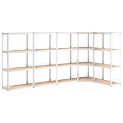 vidaXL Estantería 4 niveles 5 uds acero madera contrachapada plateado