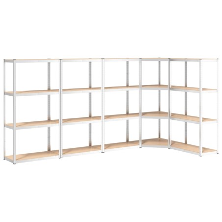 vidaXL Estantería 4 niveles 5 uds acero madera contrachapada plateado