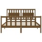 vidaXL Estructura de cama matrimonio con cabecero madera marrón miel vidaXL Estructura de cama matrimonio con cabecero madera marrón miel