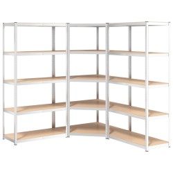 vidaXL Estantería 5 niveles 3 uds acero madera contrachapada plateado