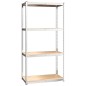 vidaXL Estantería 4 niveles 4 uds acero madera contrachapada plateado vidaXL Estantería 4 niveles 4 uds acero madera contrachapada plateado