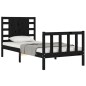 vidaXL Estructura de cama individual con cabecero madera maciza negro vidaXL Estructura de cama individual con cabecero madera maciza negro