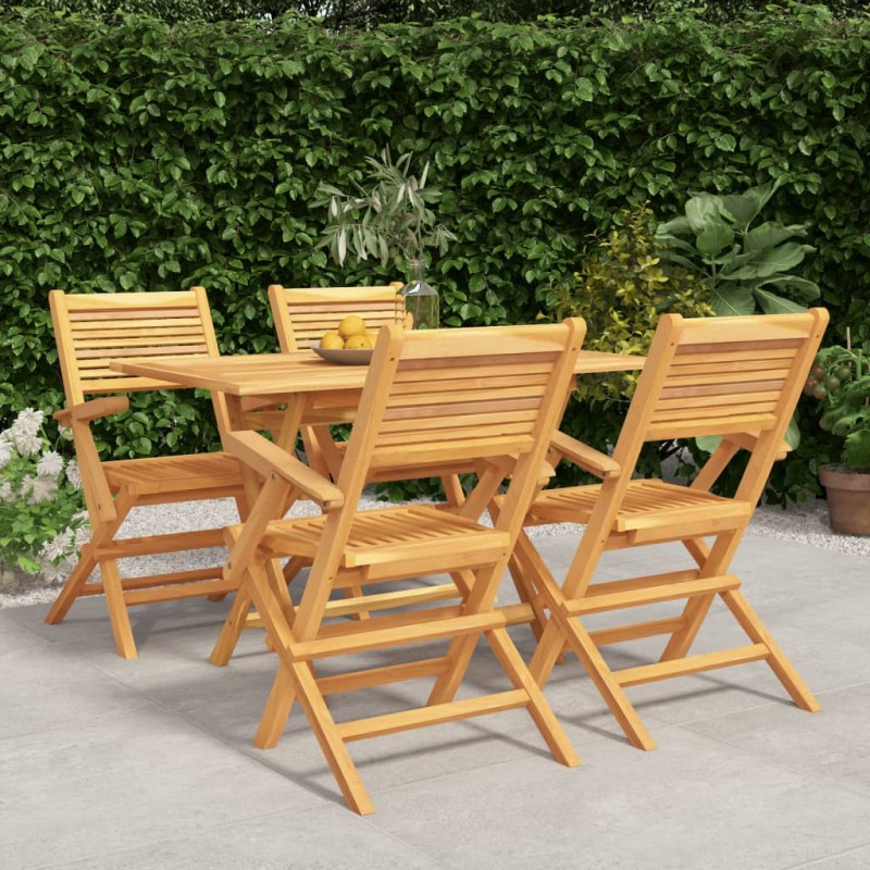 vidaXL Juego de comedor para jardín 5 piezas madera maciza de teca vidaXL Juego de comedor para jardín 5 piezas madera maciza de teca