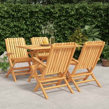 vidaXL Juego de comedor para jardín 5 piezas madera maciza de teca